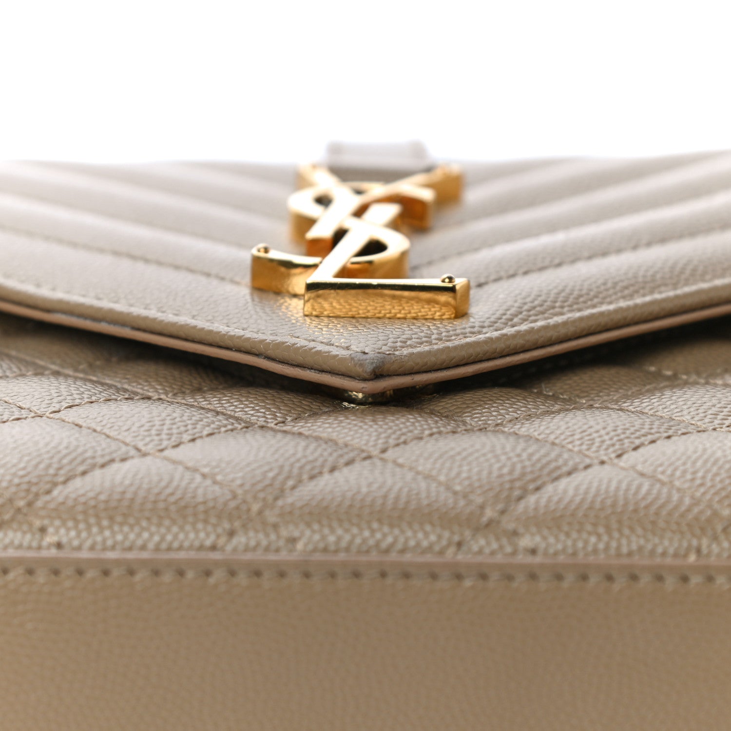 Saint Laurent Grain De Poudre Textured Mixed Matelasse Medium Triquilt Monogram Satchel Dark Beige 12 of 20