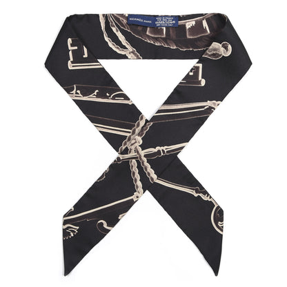 Hermes Silk Les Cles Twilly Black 1 of 2