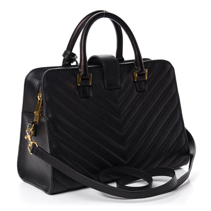 Saint Laurent Calfskin Matelasse Chevron Small Monogram Cabas Black 3 of 14