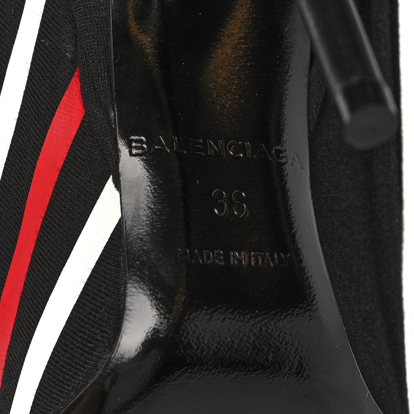 Jersey Crepe Political Campaign Logo Knife 115 Pointed Pumps 36 Black White Rouge