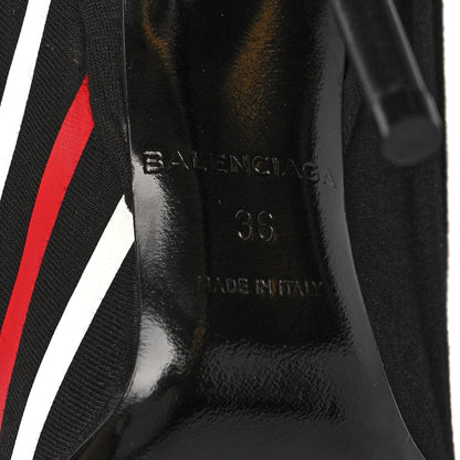Balenciaga Jersey Crepe Political Campaign Logo Knife 115 Pointed Pumps 36 Black White Rouge 7 of 7