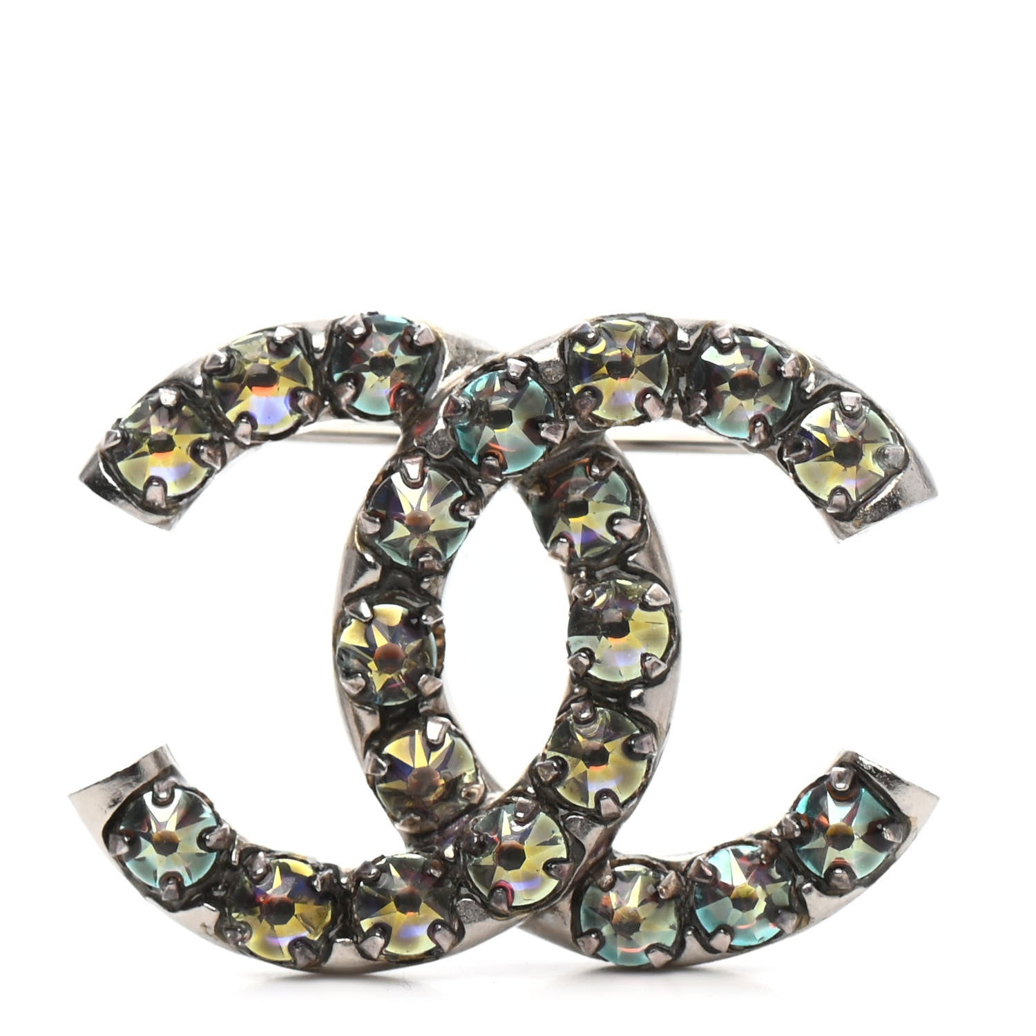 Chanel Ruthenium Crystal CC Brooch Iridescent 1 of 3