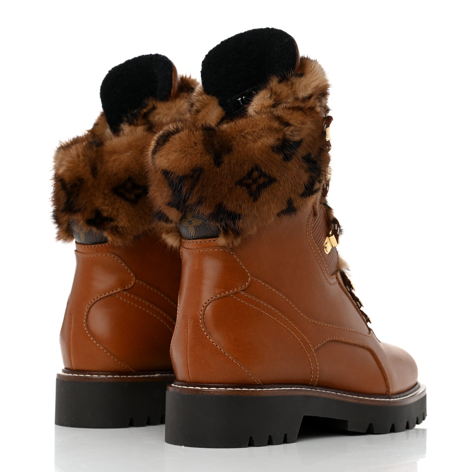 Louis Vuitton Calfskin Mink Territory Ranger Combat Boots 38 Cognac 4 of 8