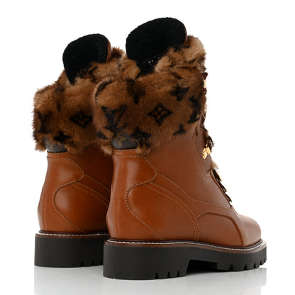 Louis Vuitton Calfskin Mink Territory Ranger Combat Boots 38 Cognac 4 of 8