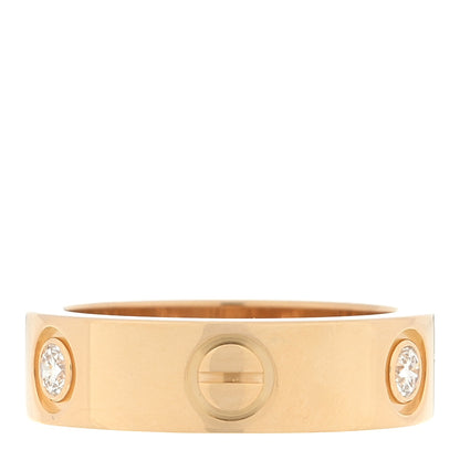 Cartier 18K Yellow Gold 3 Diamond 5.5mm LOVE Ring 51 5.75 3 of 4