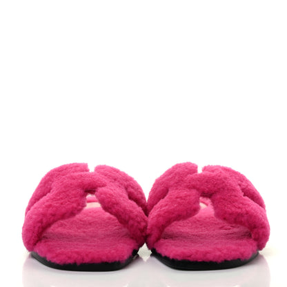 Hermes Woolskin Oran Sandals 38 Rose Fuchsia 2 of 8