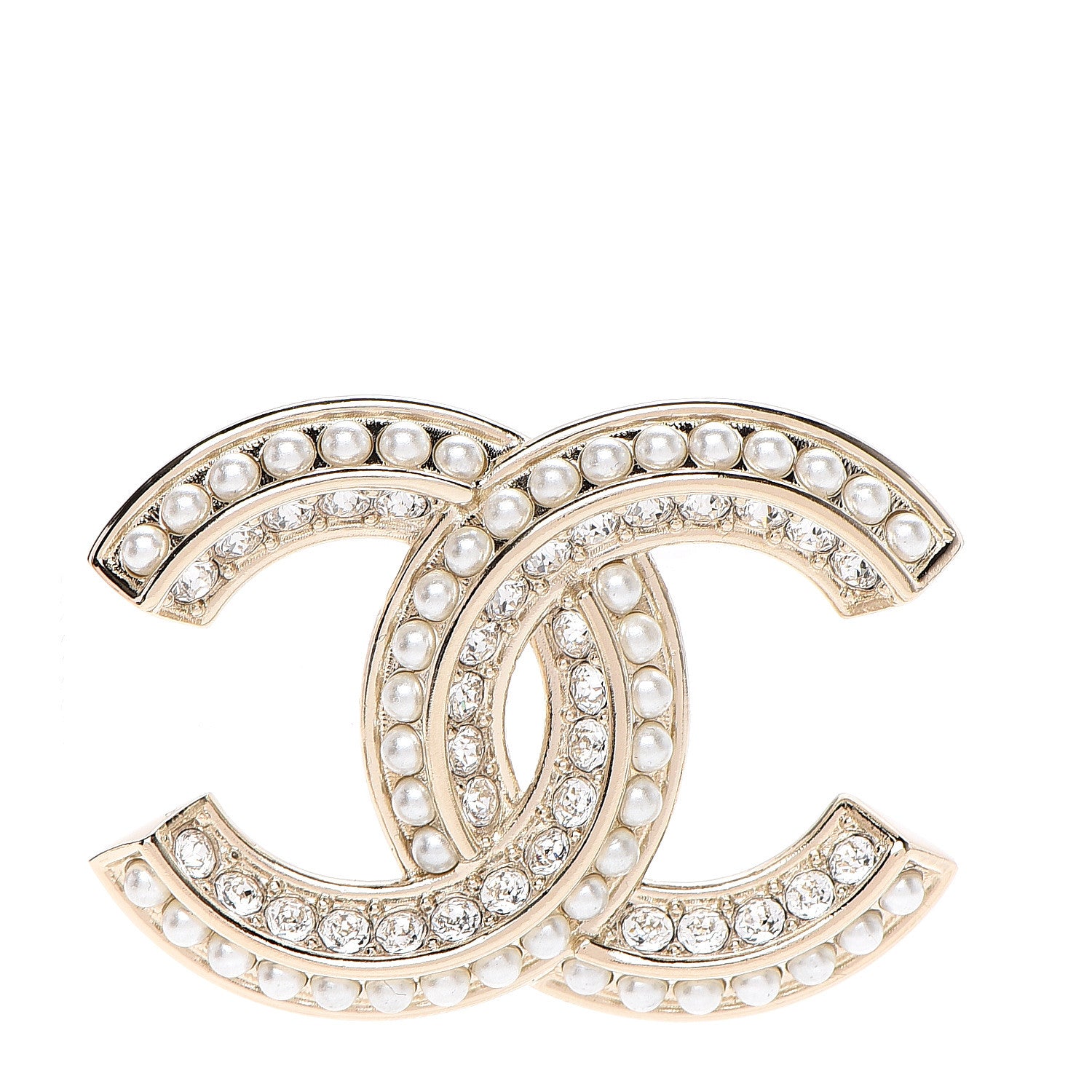 Chanel Crystal Pearl Chain Mania CC Earrings Gold 1 of 4