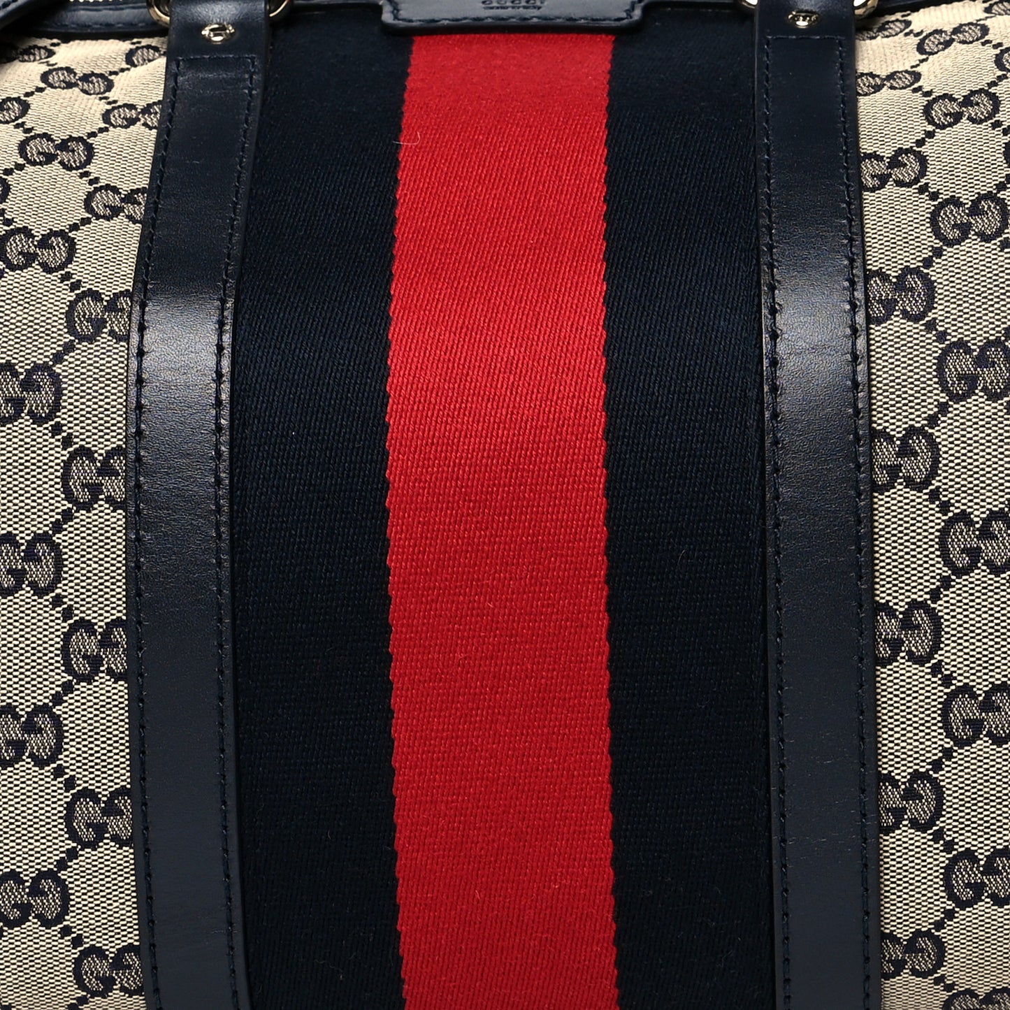 Monogram Selleria Calfskin Vintage Web Medium Boston Beige Blue