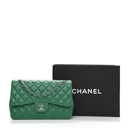 Chanel Lambskin Quilted Jumbo Double Flap Green 12 of 12
