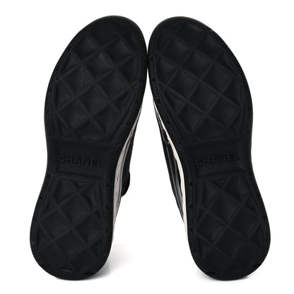 Chanel Velvet Calfskin Mixed Fibers CC Sneakers 38.5 Black 5 of 9