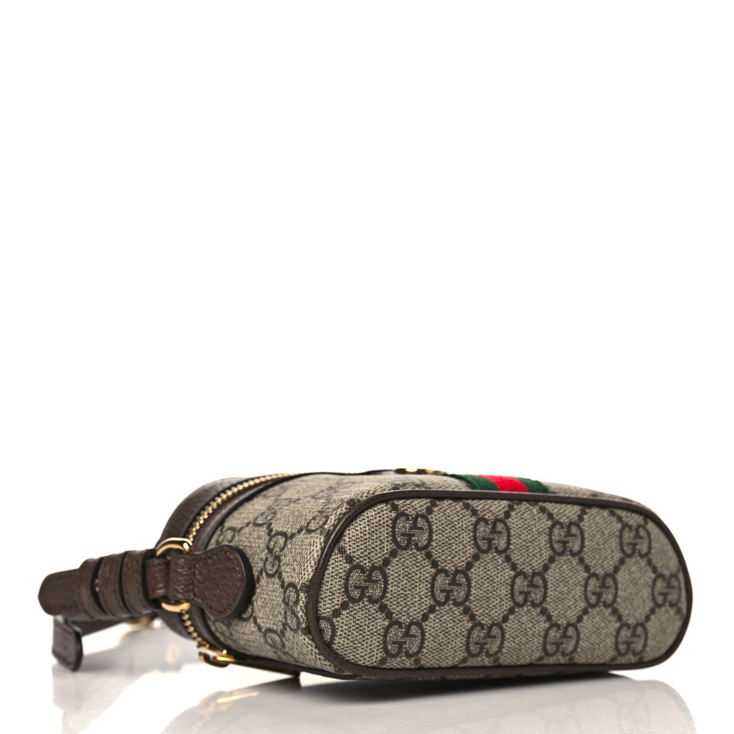 Gucci GG Supreme Monogram Textured Calfskin Web Mini Ophidia Top Handle Bag Beige Ebony New Acero 4 of 10
