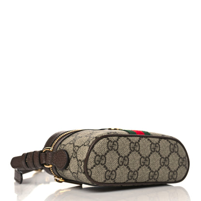 Gucci GG Supreme Monogram Textured Calfskin Web Mini Ophidia Top Handle Bag Beige Ebony New Acero 4 of 10