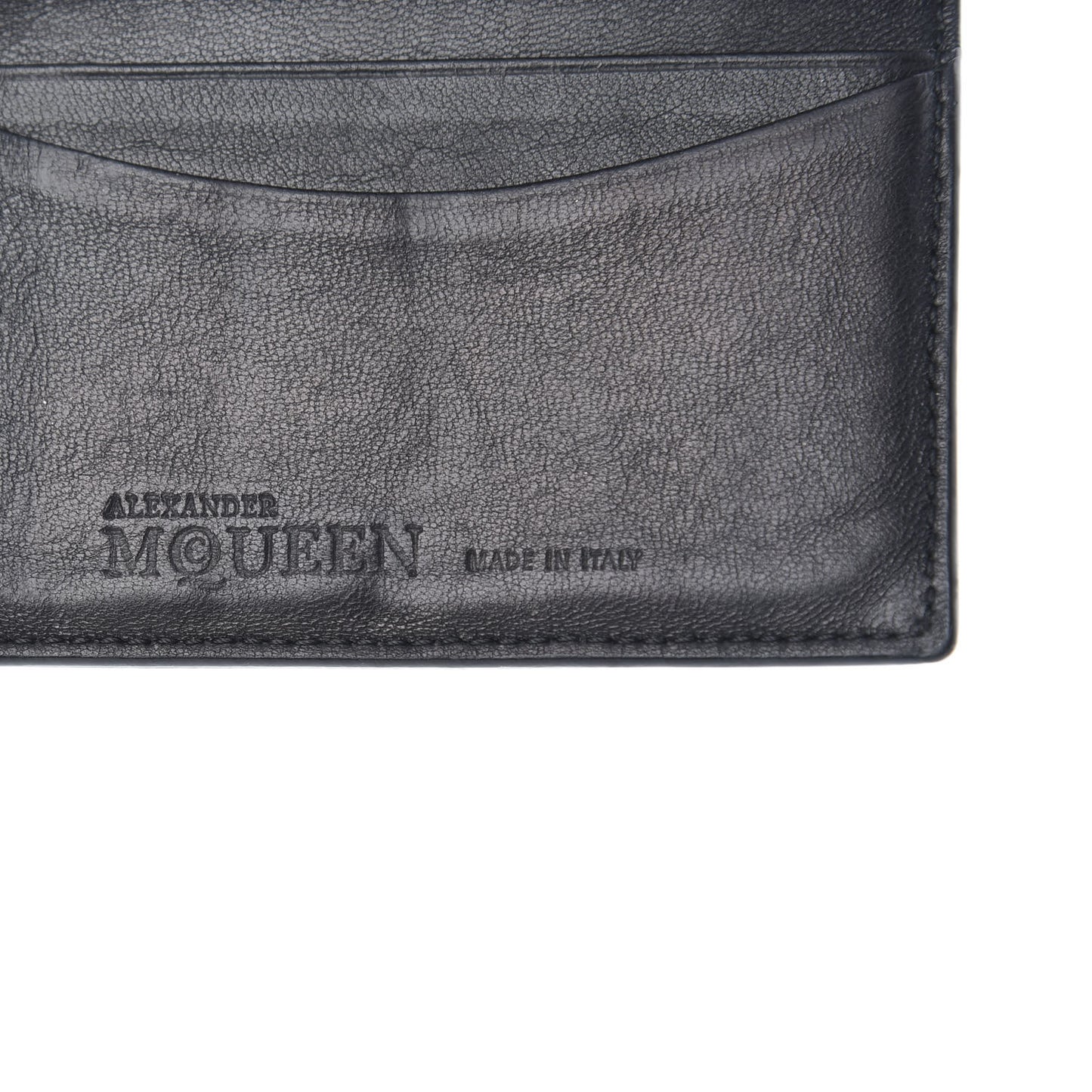 Calfskin Croc Embossed Skull Pocket Organizer Black