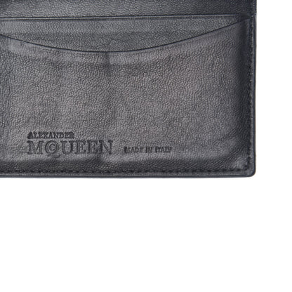 Alexander McQueen Calfskin Croc Embossed Skull Pocket Organizer Black 6 of 8