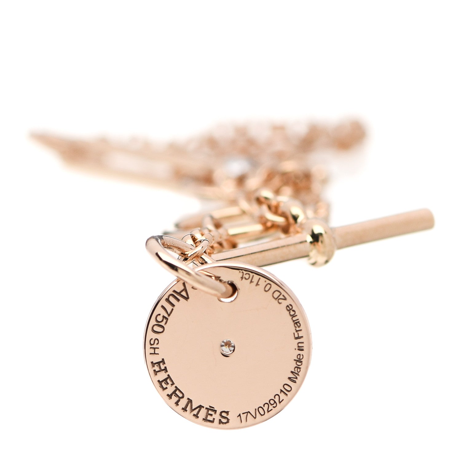 Hermes 18K Rose Gold Diamond Gambade Bracelet SH 3 of 4