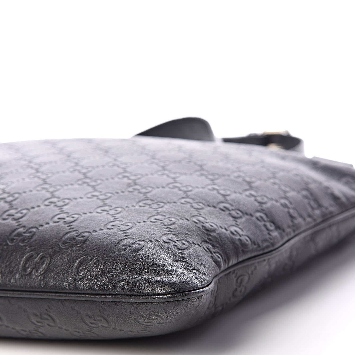 Gucci Guccissima Medium Flat Messenger Bag Black 6 of 10