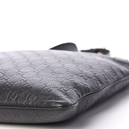 Gucci Guccissima Medium Flat Messenger Bag Black 6 of 10