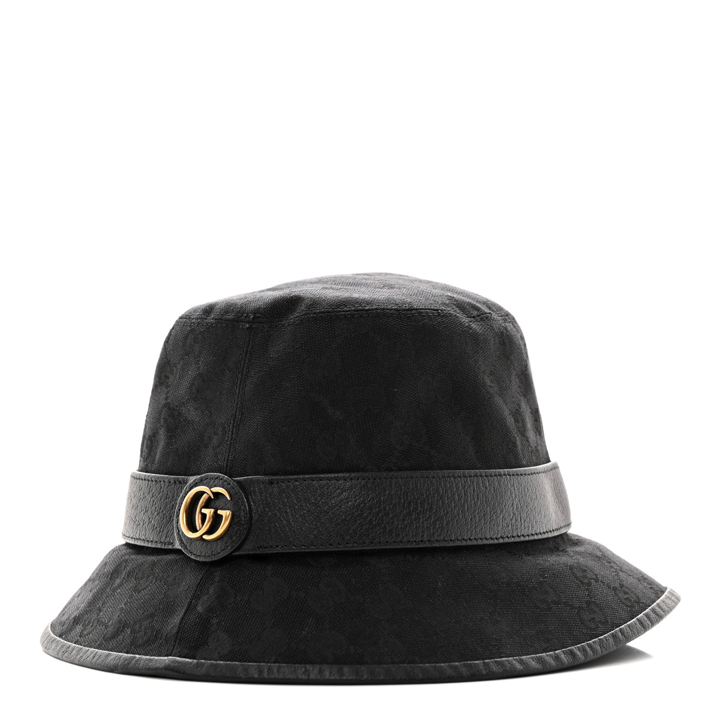 Monogram Textured Dollar Calfskin GG Jago Bucket Hat Black