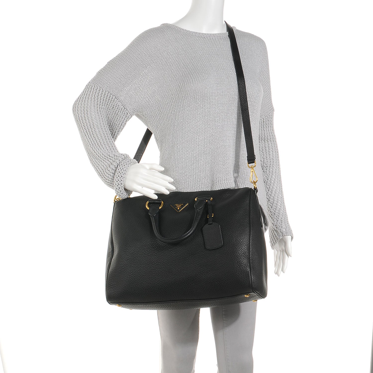 Prada Vitello Daino Shoulder Bag Nero Black 2 of 10