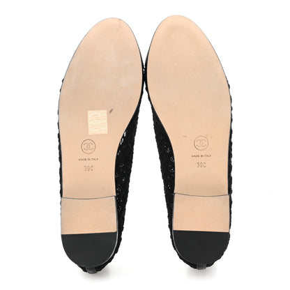 Chanel Embroidered Grosgrain Cap Toe Ballerina Flats 39 Black 6 of 8