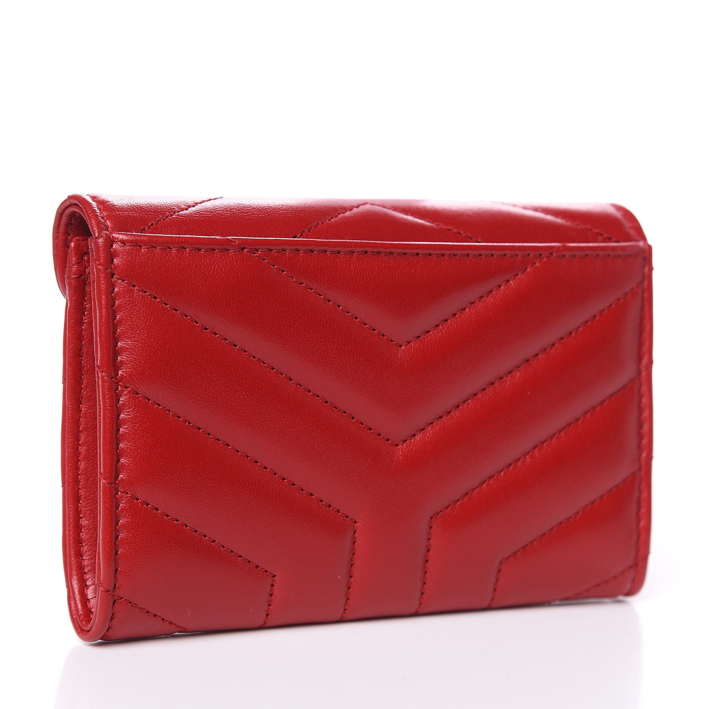Calfskin Y Quilted Monogram Small Loulou Envelope Wallet Rouge Eros
