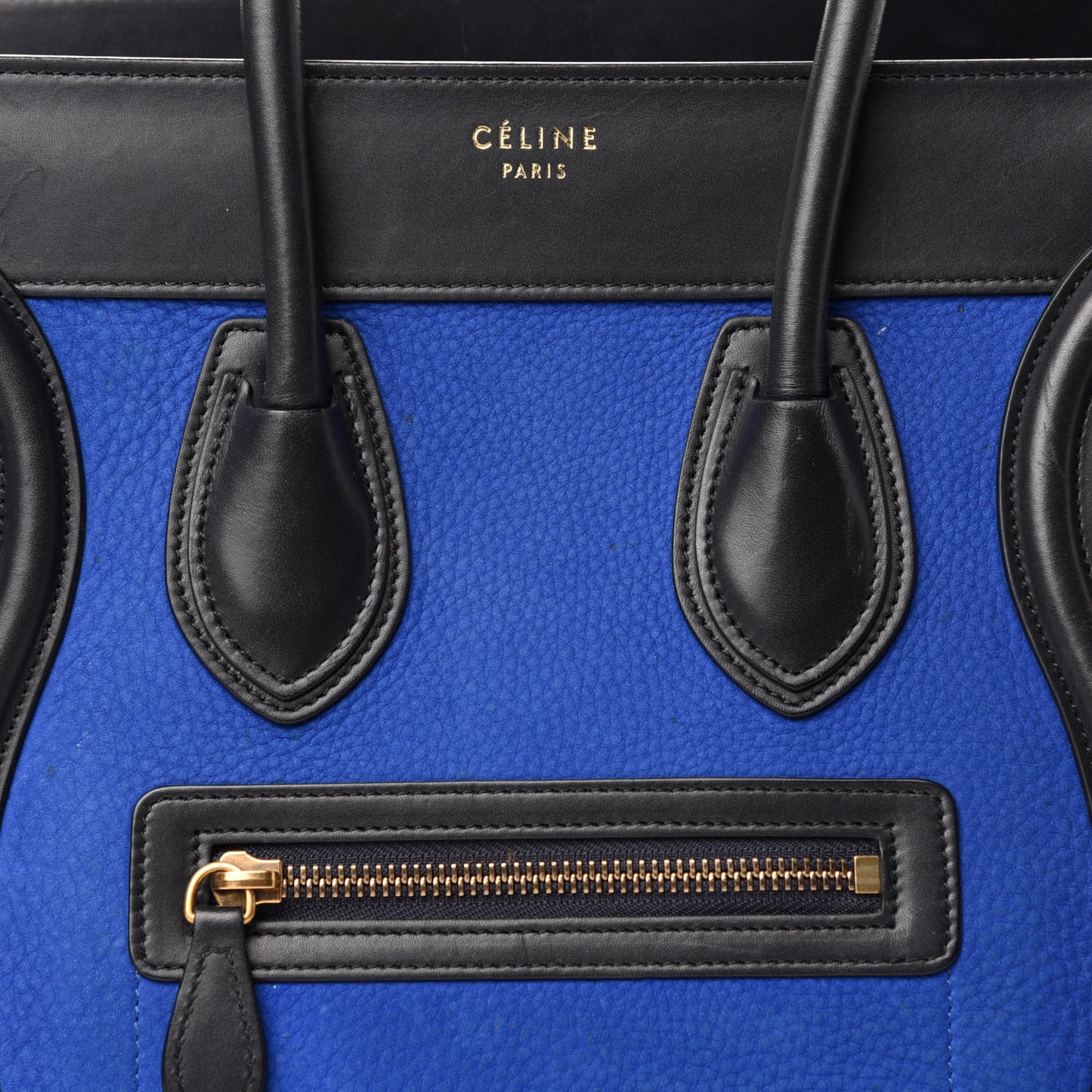 Nubuck Calfskin Suede Micro Tri-Color Luggage Bright Blue