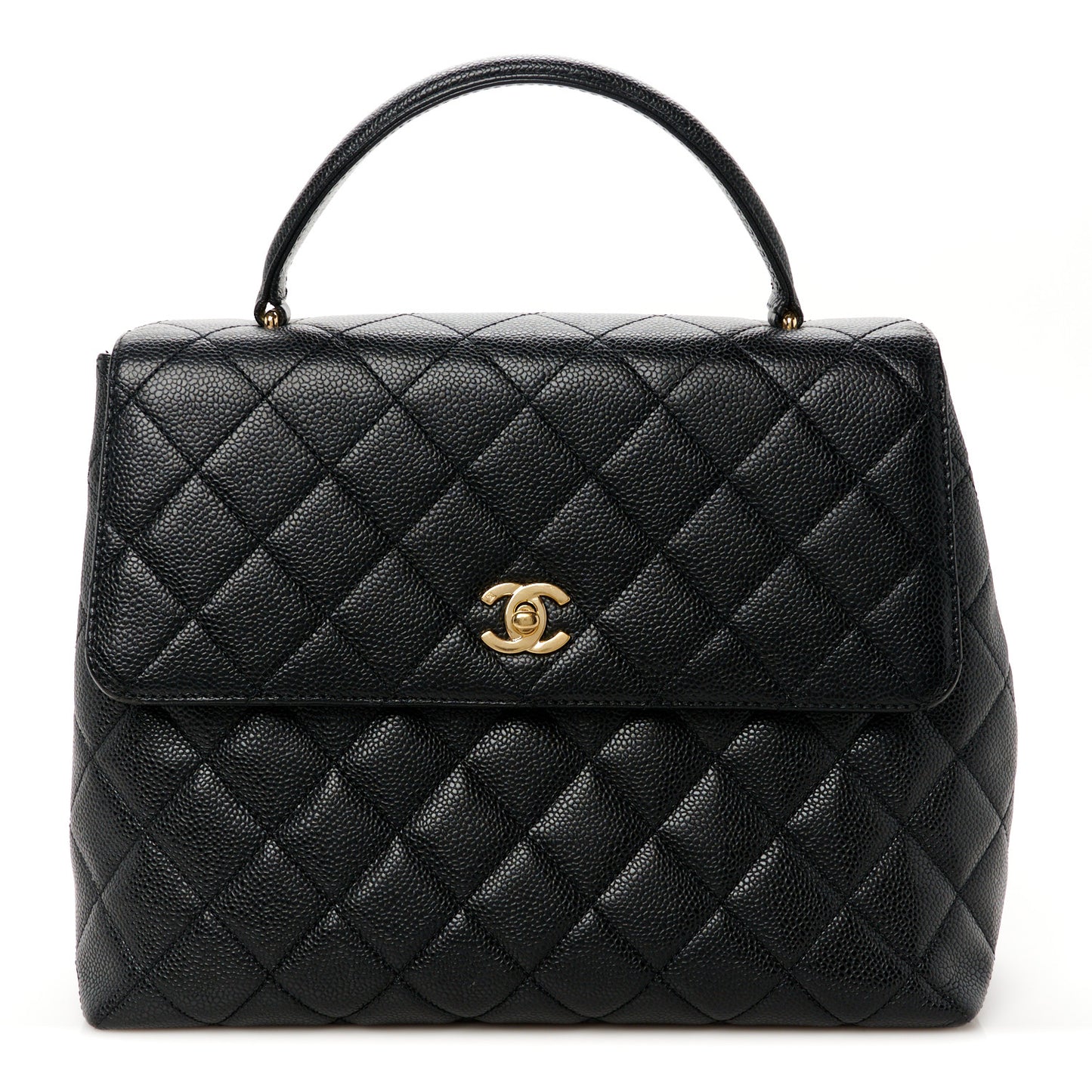 Caviar Quilted Jumbo Kelly Flap Black