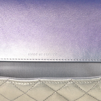 Chanel Gradient Metallic Calfskin Quilted Glasses Case With Chain Silver Blue Yellow Purple 7 of 11