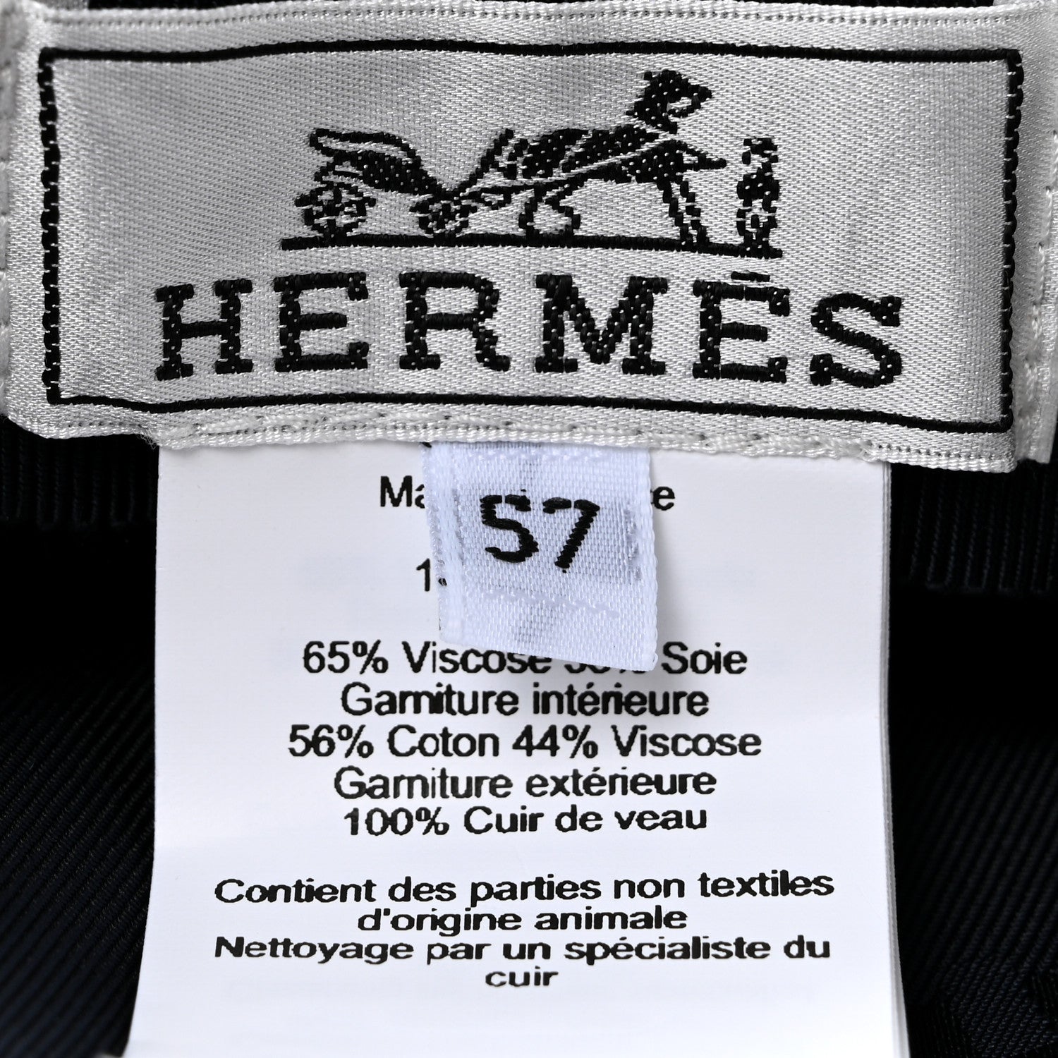 Hermes Wool Calfskin Dani Cap 57 Marine Black 8 of 11