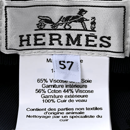 Hermes Wool Calfskin Dani Cap 57 Marine Black 8 of 11