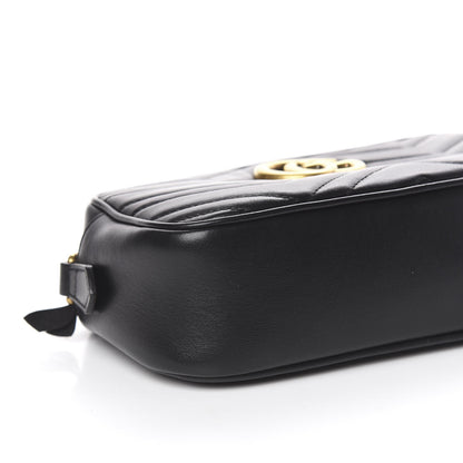 Gucci Calfskin Matelasse Small GG Marmont Chain Shoulder Bag Black 7 of 9