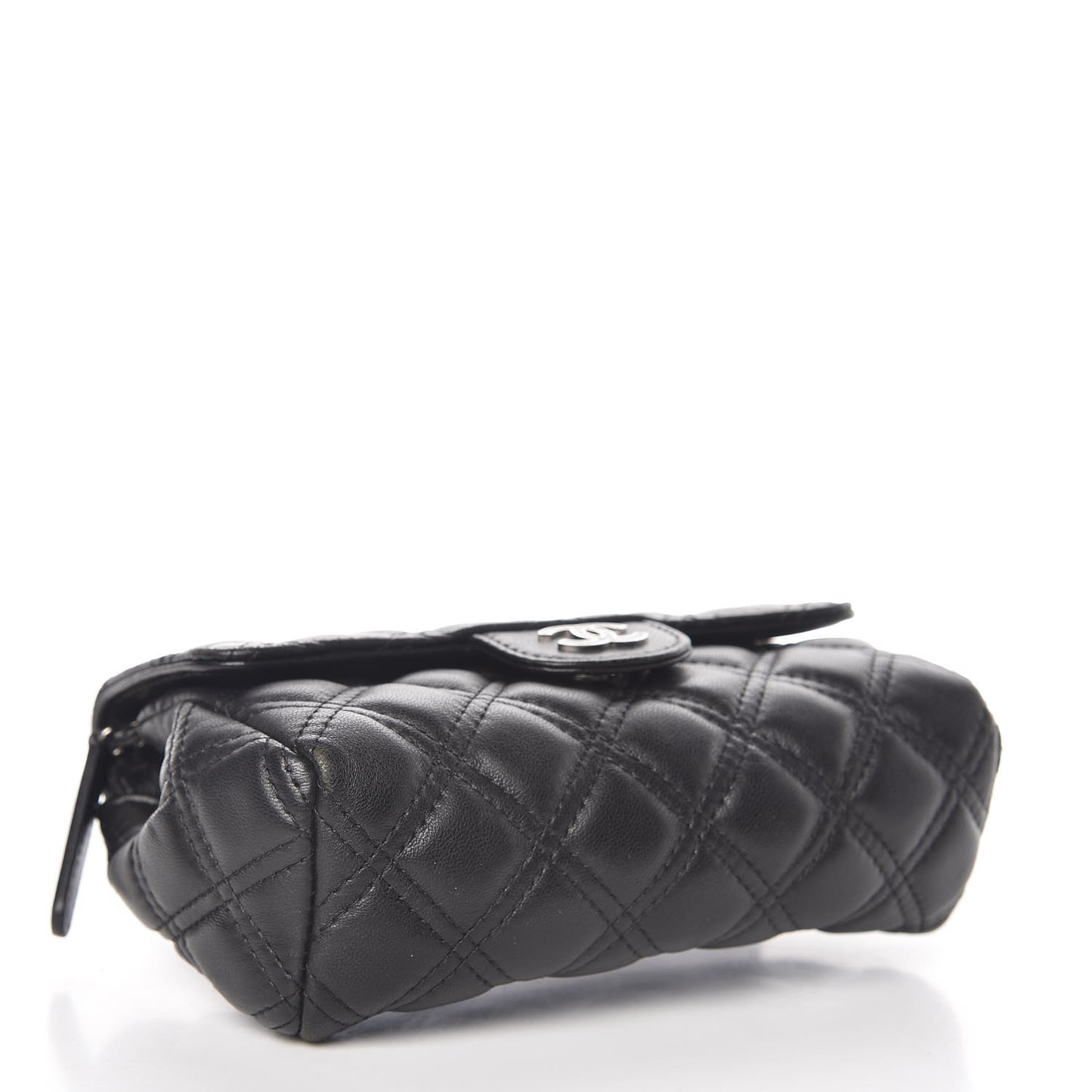 Lambskin Quilted Flap Cosmetic Case Black
