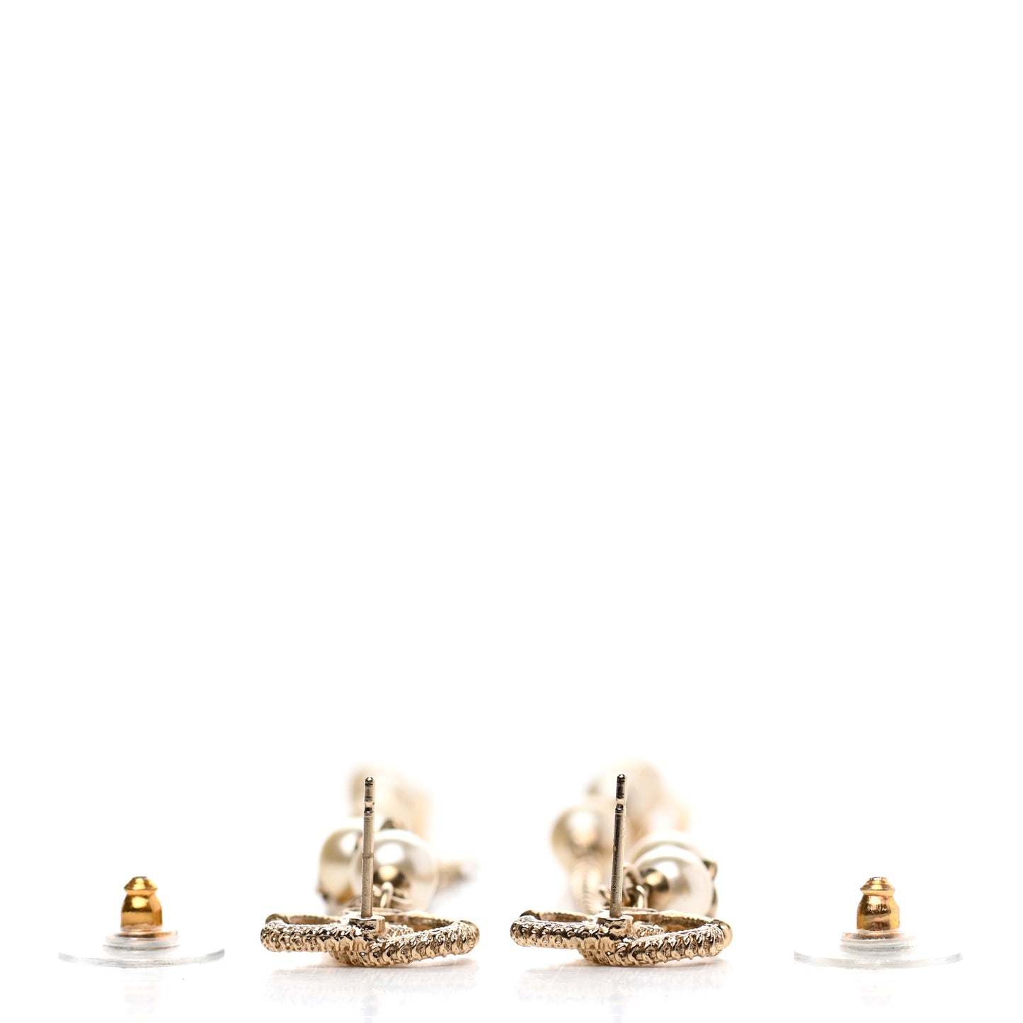 Pearl Beaded CC Drop Earrings Gold