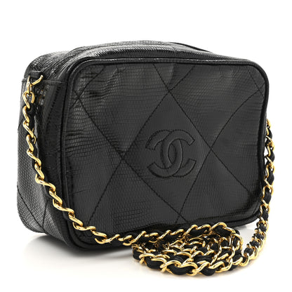 Chanel Lizard Quilted Small Tassel Camera Case Black 3 of 15