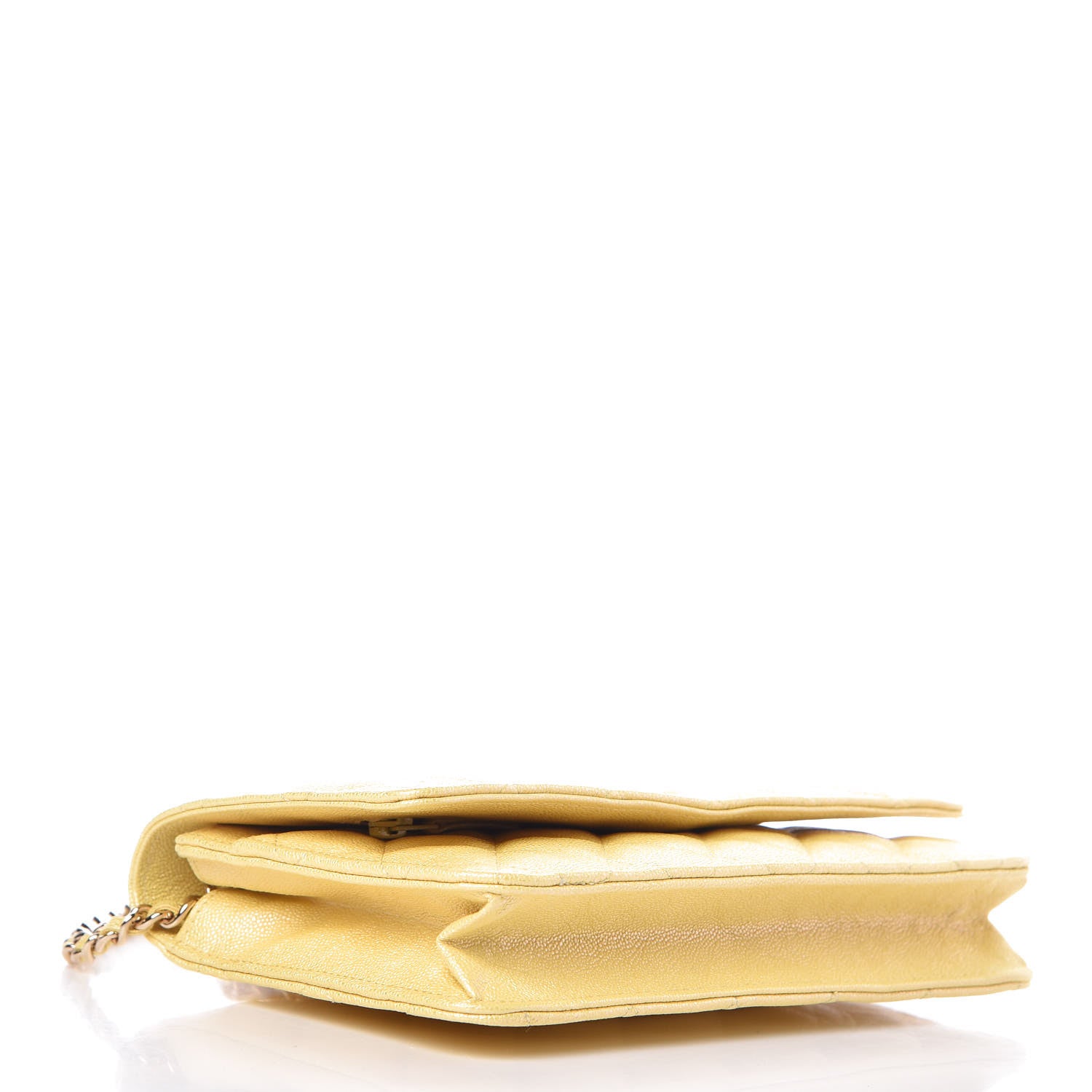 Chanel Iridescent Caviar Quilted Wallet on Chain WOC Yellow 4 of 11