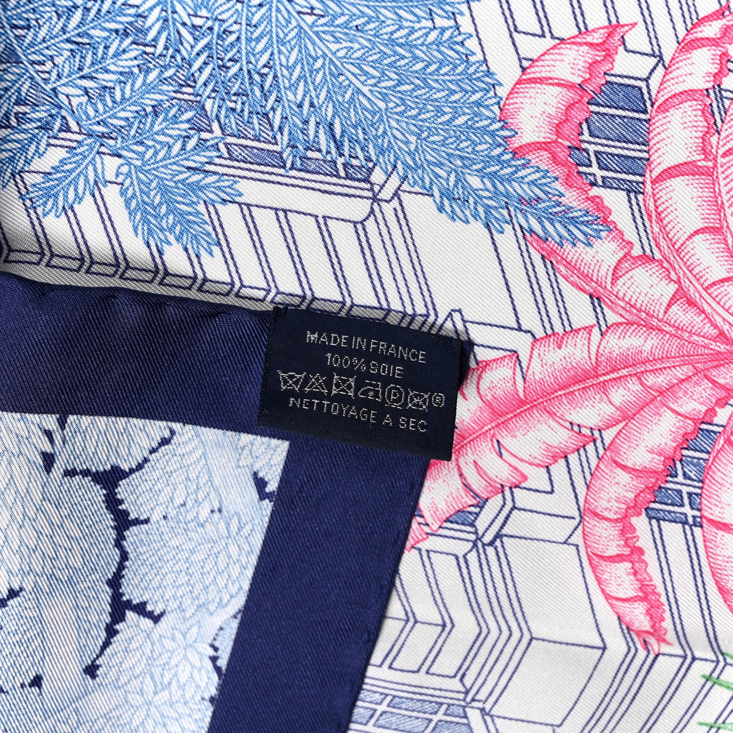 Silk Faubourg Tropical Scarf 90 Bleu Jean Vert Jaune Sofre