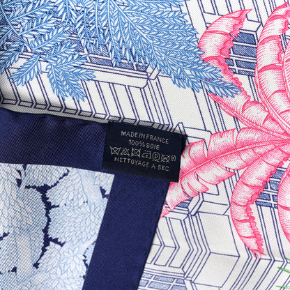 Hermes Silk Faubourg Tropical Scarf 90 Bleu Jean Vert Jaune Sofre 2 of 4