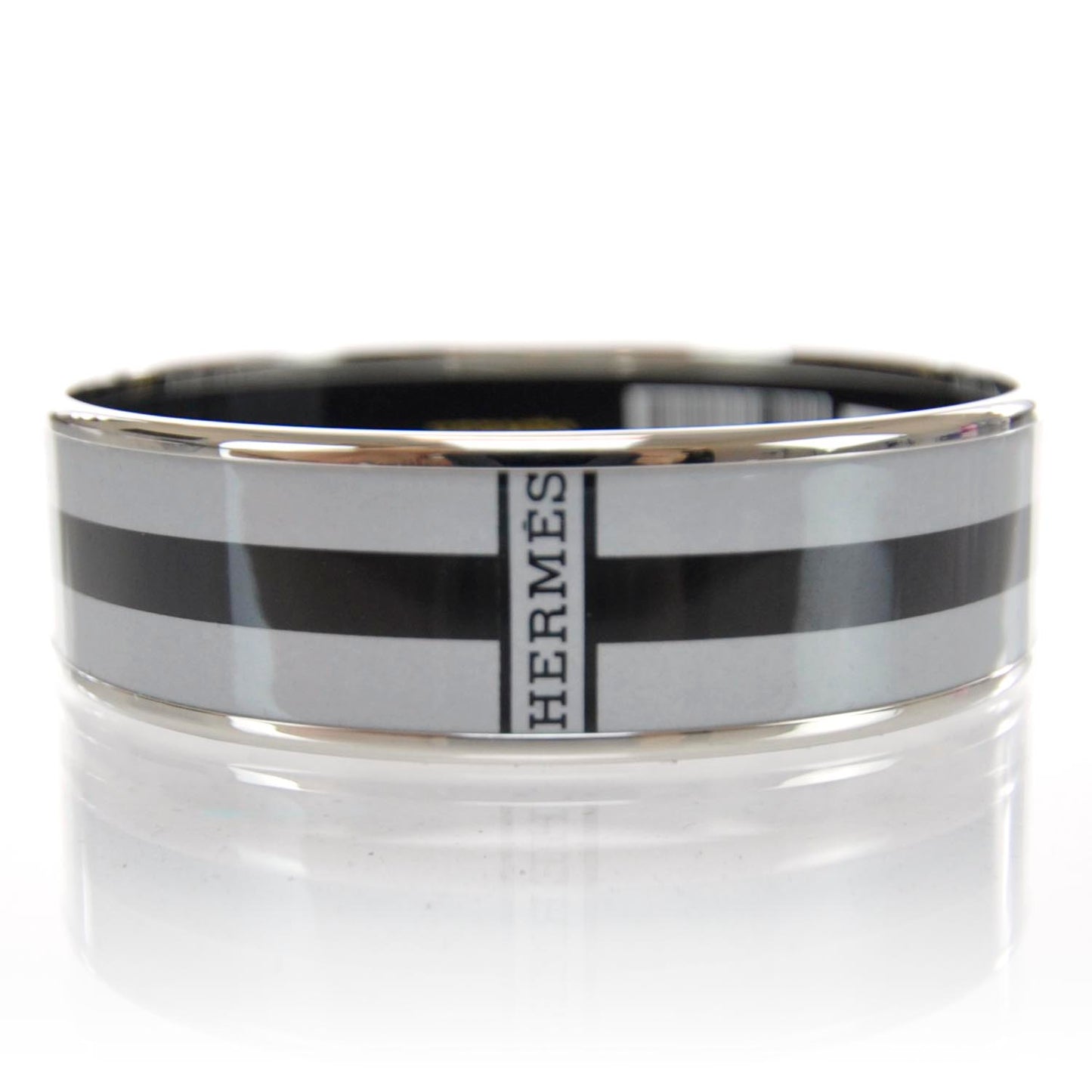 Enamel Wide Bangle Black Gray