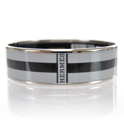Hermes Enamel Wide Bangle Black Gray 1 of 11