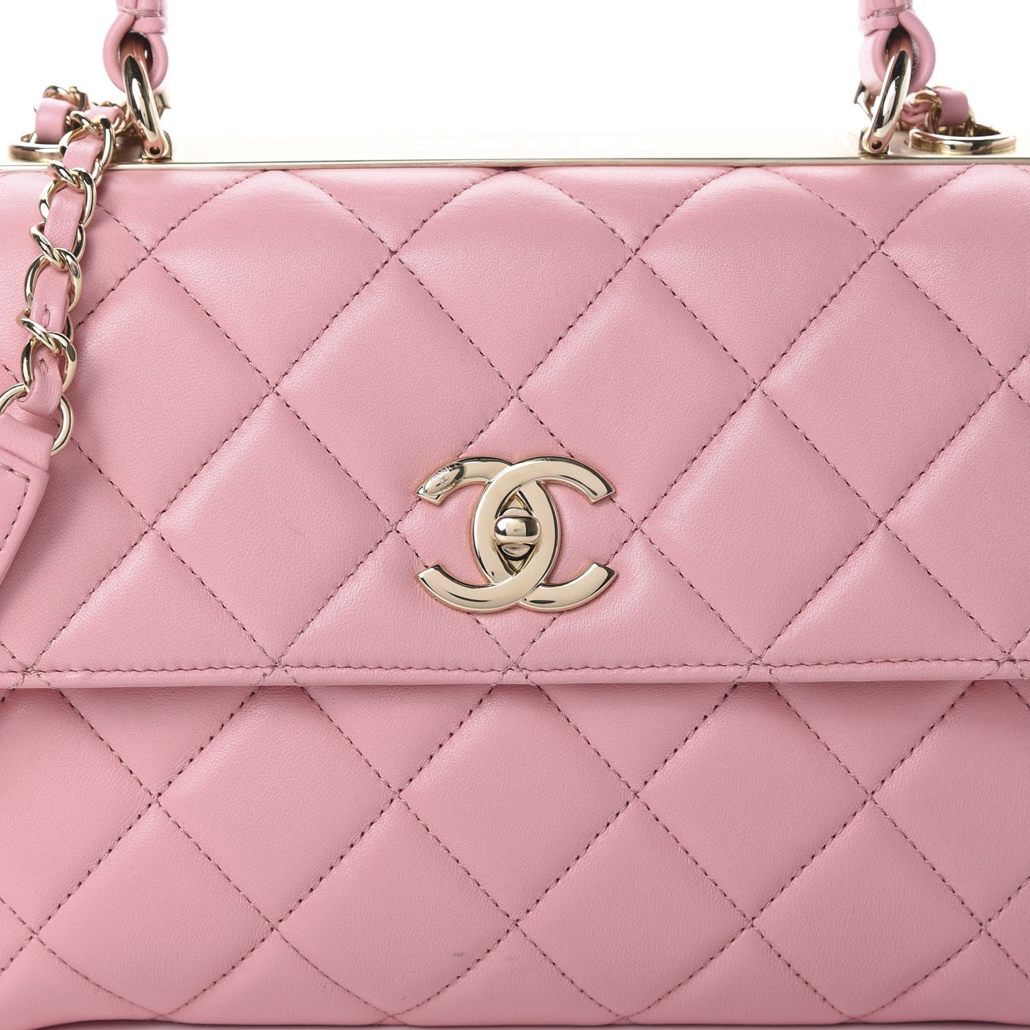 Lambskin Quilted Small Trendy CC Flap Dual Handle Bag Pink