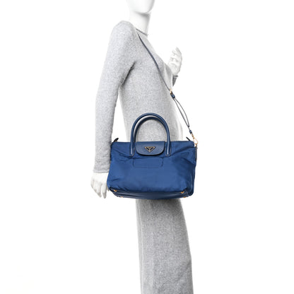 Prada Tessuto Nylon Saffiano Tote Royal Blue 2 of 10