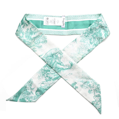 Christian Dior Silk Toile De Jouy Mitzah Scarf Green 1 of 4