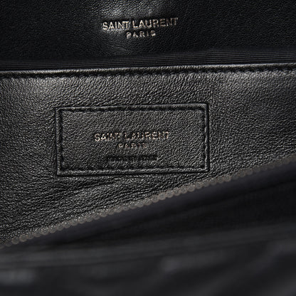 Saint Laurent Sheepskin Matelasse Chevron Monogram Large College Satchel Black 5 of 8
