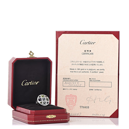 Cartier 18K White Gold Diamond Aquamarine Iolite Tourmaline Peridot Pasha de Ring 54 6.75 8 of 8