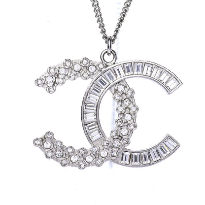 Chanel Baguette Crystal CC Necklace Silver 3 of 4