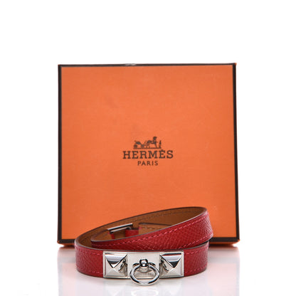 Hermes Epsom Rivale Double Tour Bracelet M Rouge Casaque 7 of 7