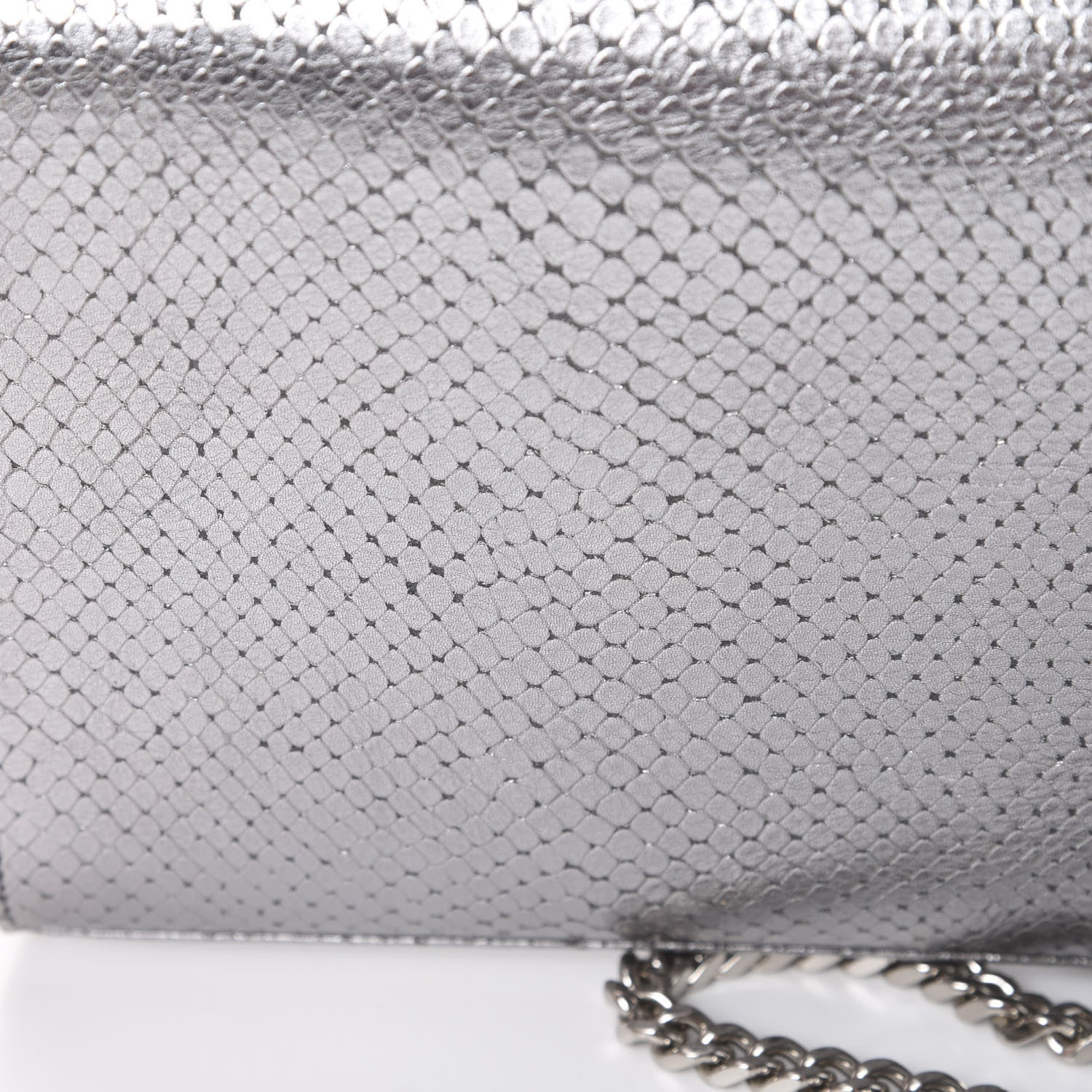 Saint Laurent Metallic Calfskin Python Embossed Monogram Chain Wallet Silver 13 of 13