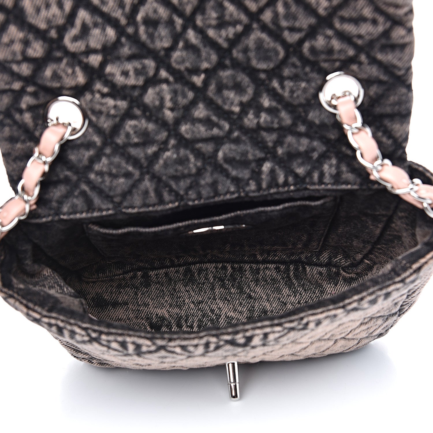Chanel Washed Denim Quilted Small Denimpression Flap Light Pink Black 5 of 11