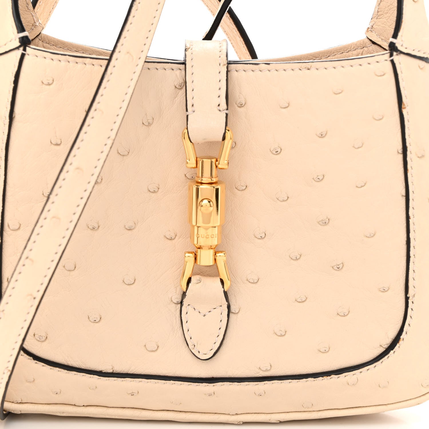 Gucci Ostrich Mini Jackie 1961 Hobo Ivoire 7 of 9