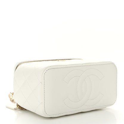 Chanel Caviar Quilted Small Vanity Case With Chain White 4 of 11